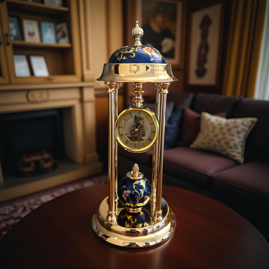 Royal Blue Enamel Golden Table Clock