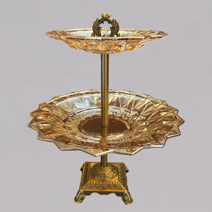 Elegant Two-Tier Decorative Crystal Stand