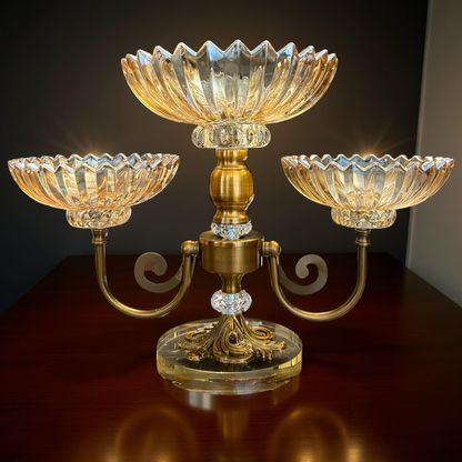 Elegant Crystal Cut Multi-Bowl Display Stand for Living Room Décor