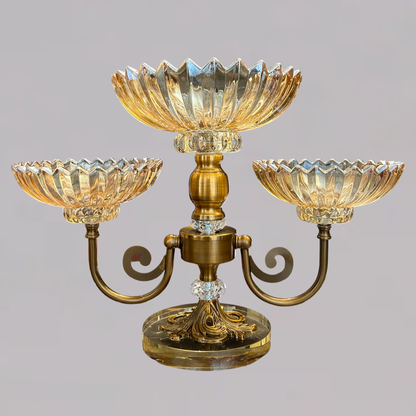 Elegant Crystal Cut Multi-Bowl Display Stand for Living Room Décor