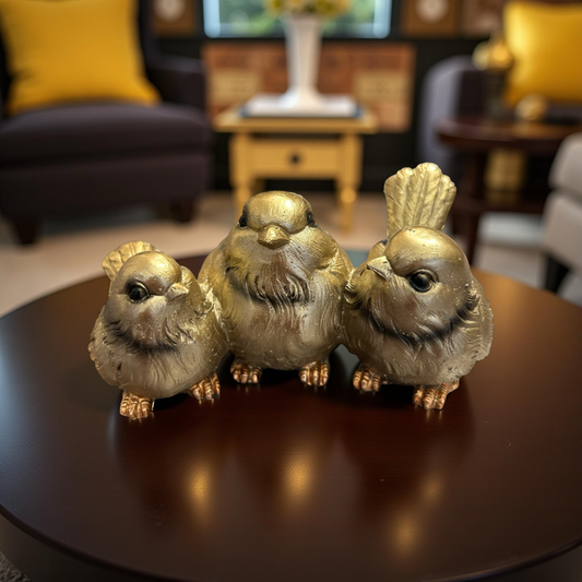 Classic Trio Bird Figurine in Golden Colour