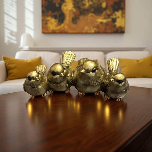 Classic Four Birds Figurine in Gold Finish