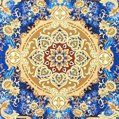Blue & Persian Carpet Design Wooden Serving Tray Set of 3