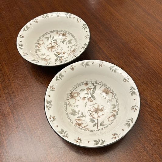 Rustic Floral Pattern Ceramic Bowls Set of 2 (M)