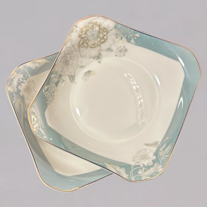 Classic Blue & White Floral Ceramic Plates Set of 2