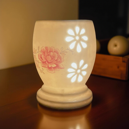 Elegant Ceramic Flower Cut Design Oil Diffuser Lamp