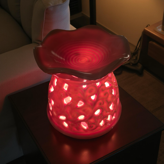 Elegant Ceramic Flower Cut Design Oil Diffuser Lamp