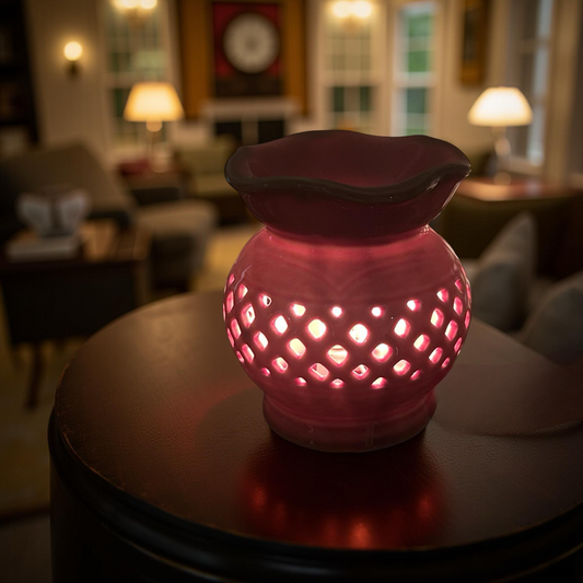 Elegant Ceramic Flower Cut Design Oil Diffuser Lamp