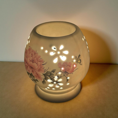 Elegant Ceramic Flower Cut Design Oil Diffuser Lamp