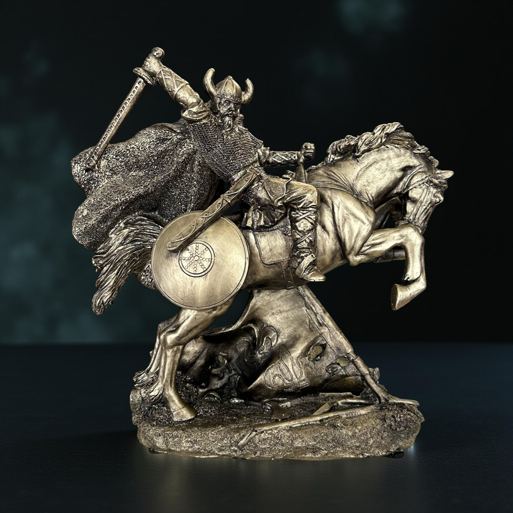 Viking Warrior on Horse Figurine – Medieval Battle Decorative Statue