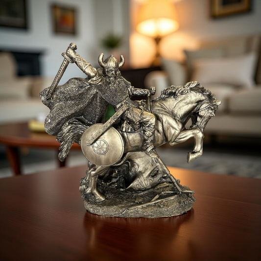 Viking Warrior on Horse Figurine – Medieval Battle Decorative Statue