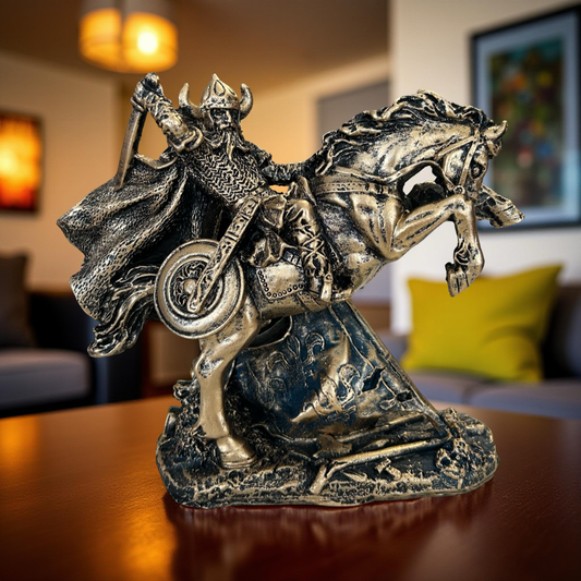 Viking Warrior on Horse Figurine – Medieval Battle Decorative Statue
