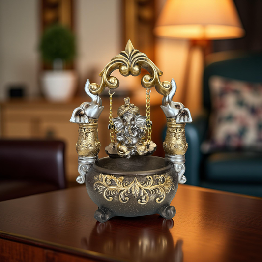 Lord Ganesha on Elephant Swing Idol – Decorative Ganesh Jhula Statue