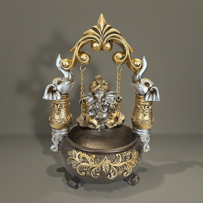 Lord Ganesha on Elephant Swing Idol – Decorative Ganesh Jhula Statue
