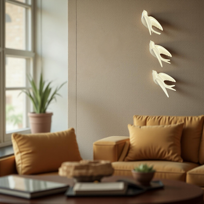 Elegant White Bird Wall Décor towards Left Direction - Single piece