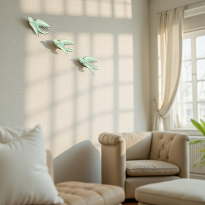 Elegant Bird Wall Décor towards Left Direction - Set of 3