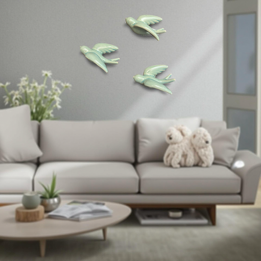 Elegant Bird Wall Décor towards Left Direction - Set of 3