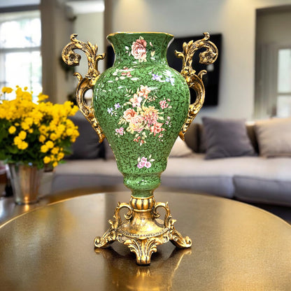 Luxury Green Ornate Vase Tall