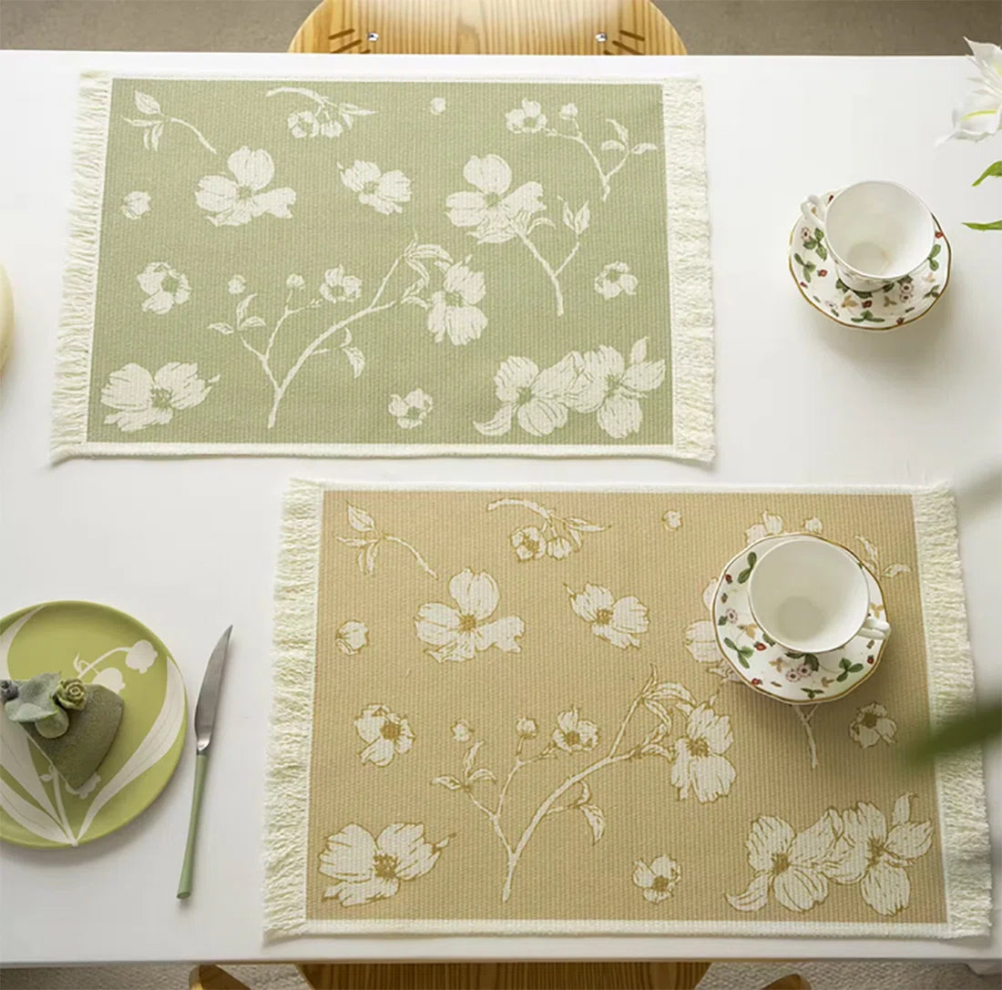 Fancy Table Mat Background Elegant Beige Floral Table Mat – Home and More by JSS