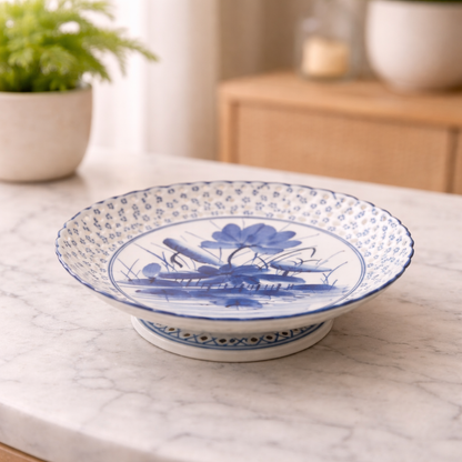 Blue Floral Ceramic Decorative Bowl