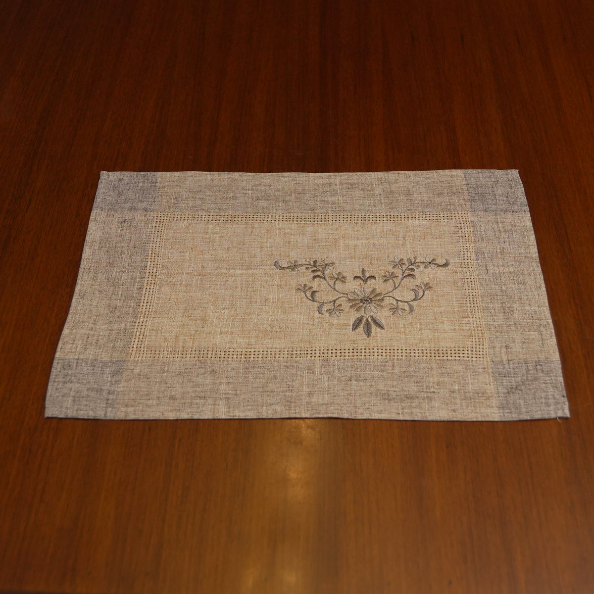 Embroidered Linen Table Mat (Set OF 2)