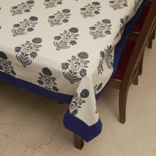 Blue Floral Printed Table Cloth (6 Seater)