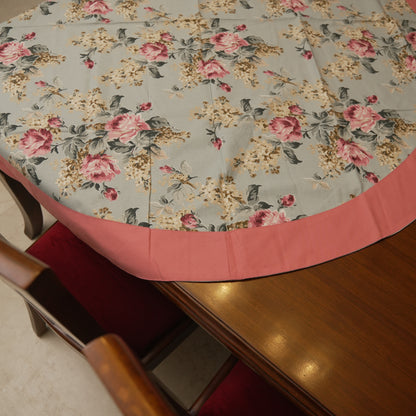 Blush Floral Print Round Table Sheet