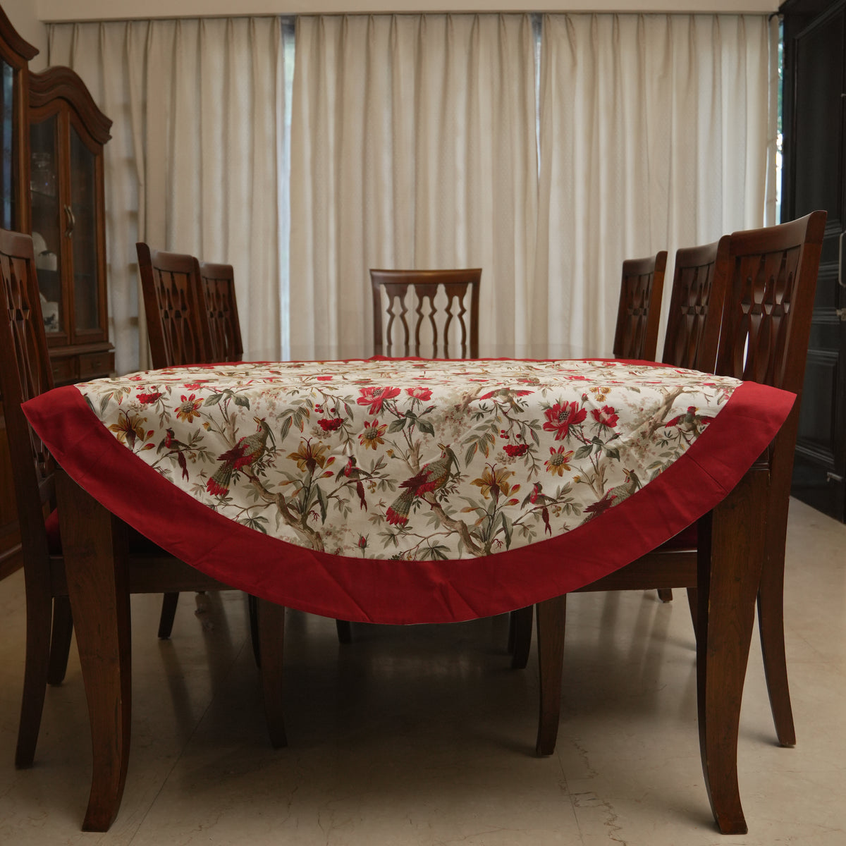 Bird & Floral Printed Round Table Sheet