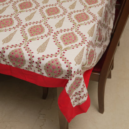 Pink Floral Printed Table Cloth (6 Seater)