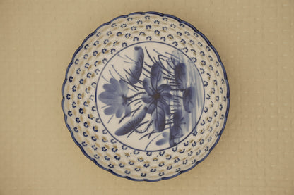Elegant Blue Floral Ceramic Decorative Bowl