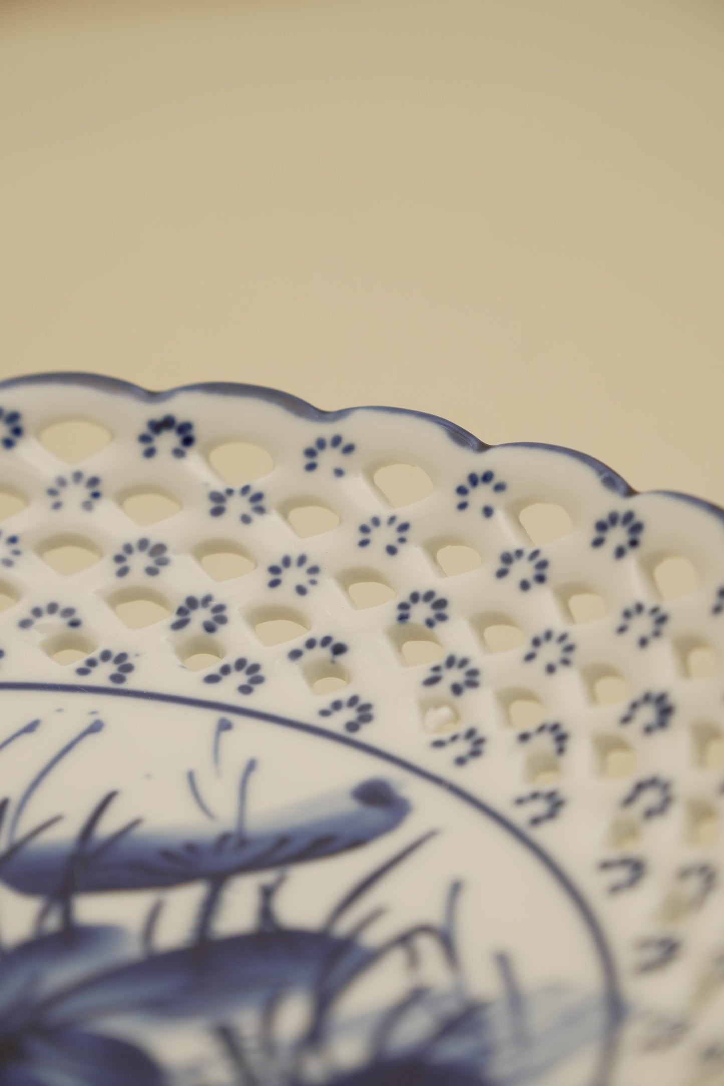 Elegant Blue Floral Ceramic Decorative Bowl