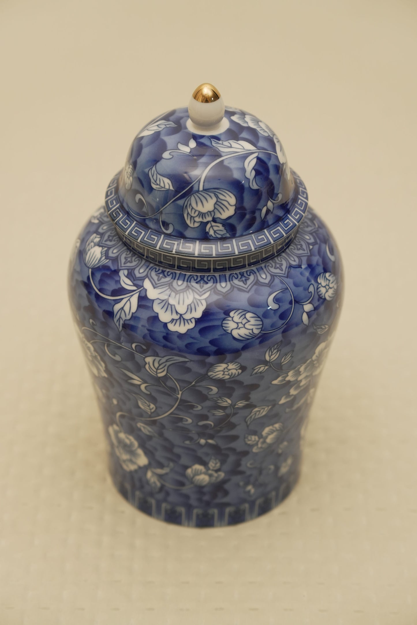 Elegant Blue Floral Ceramic Ginger Jar