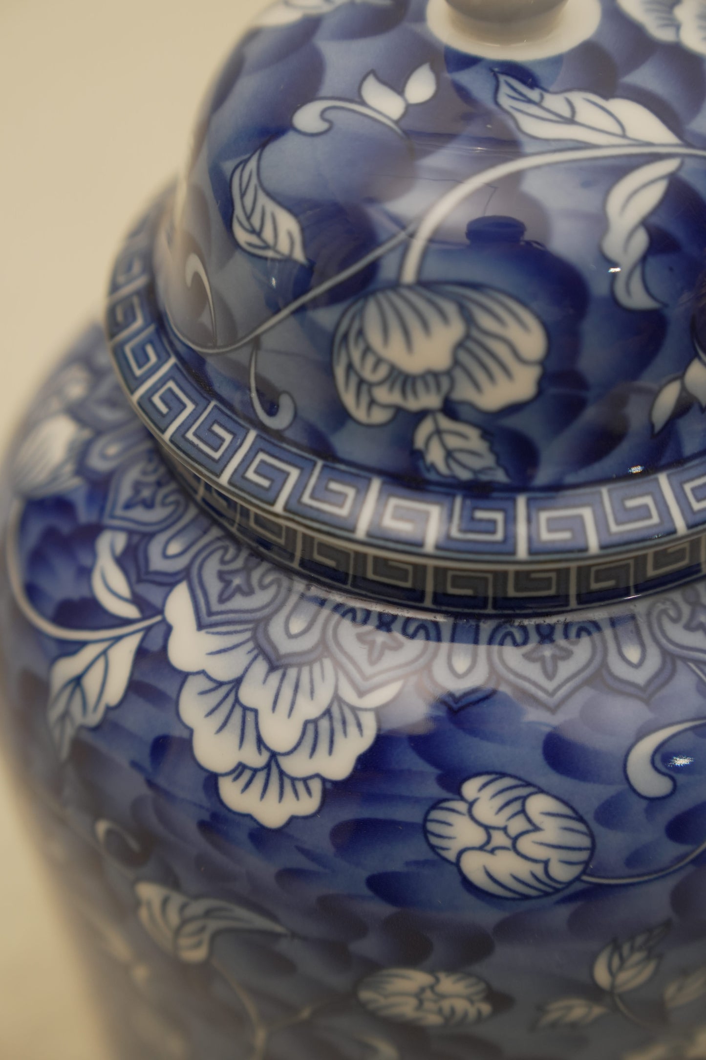 Elegant Blue Floral Ceramic Ginger Jar