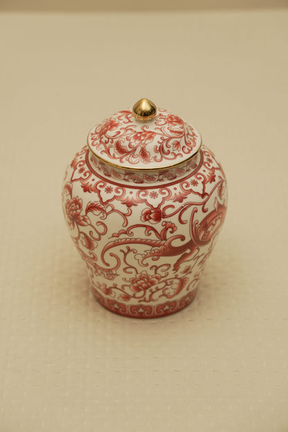 Elegant Pink Floral Ceramic Ginger Jar