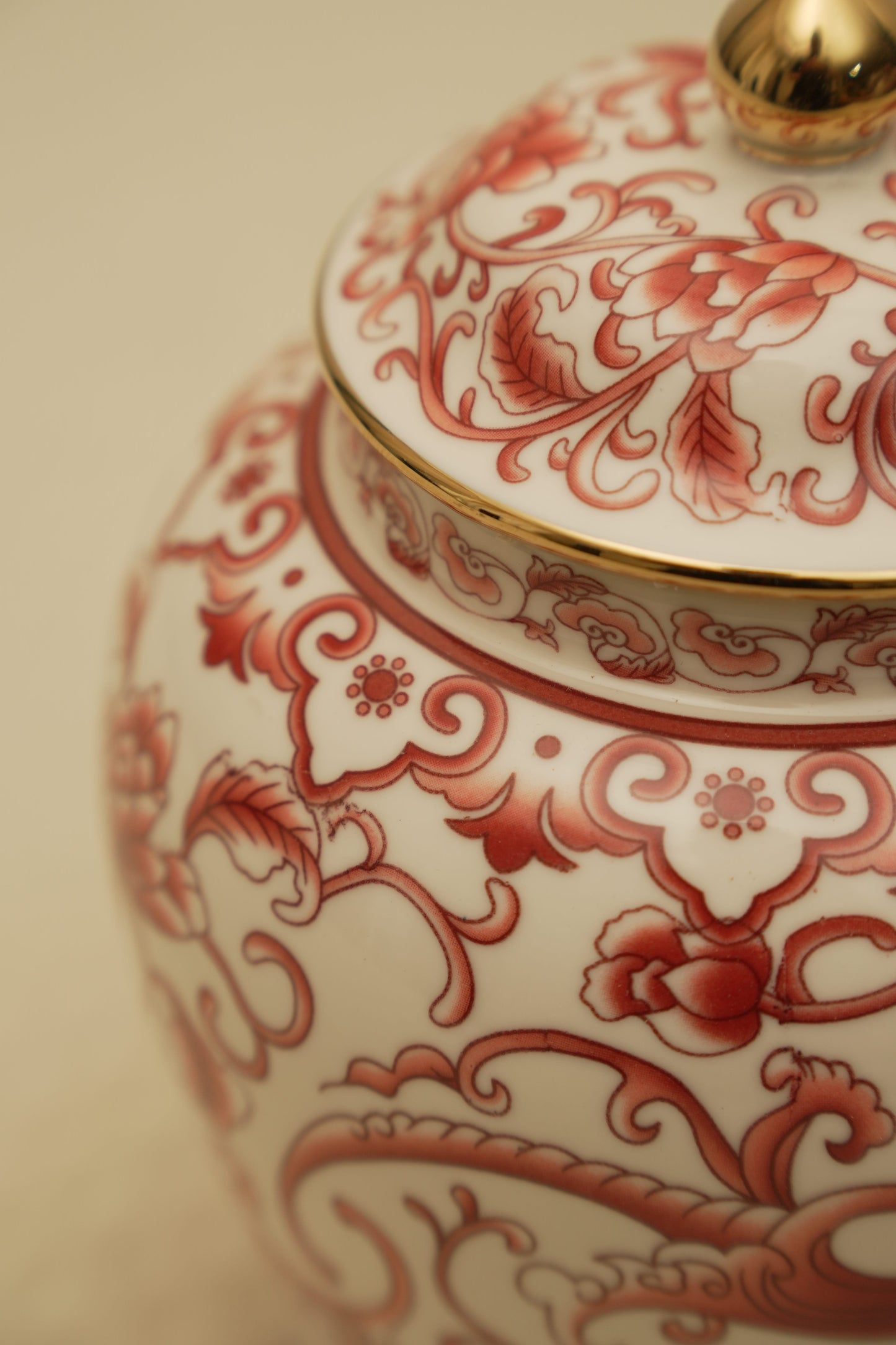 Elegant Pink Floral Ceramic Ginger Jar