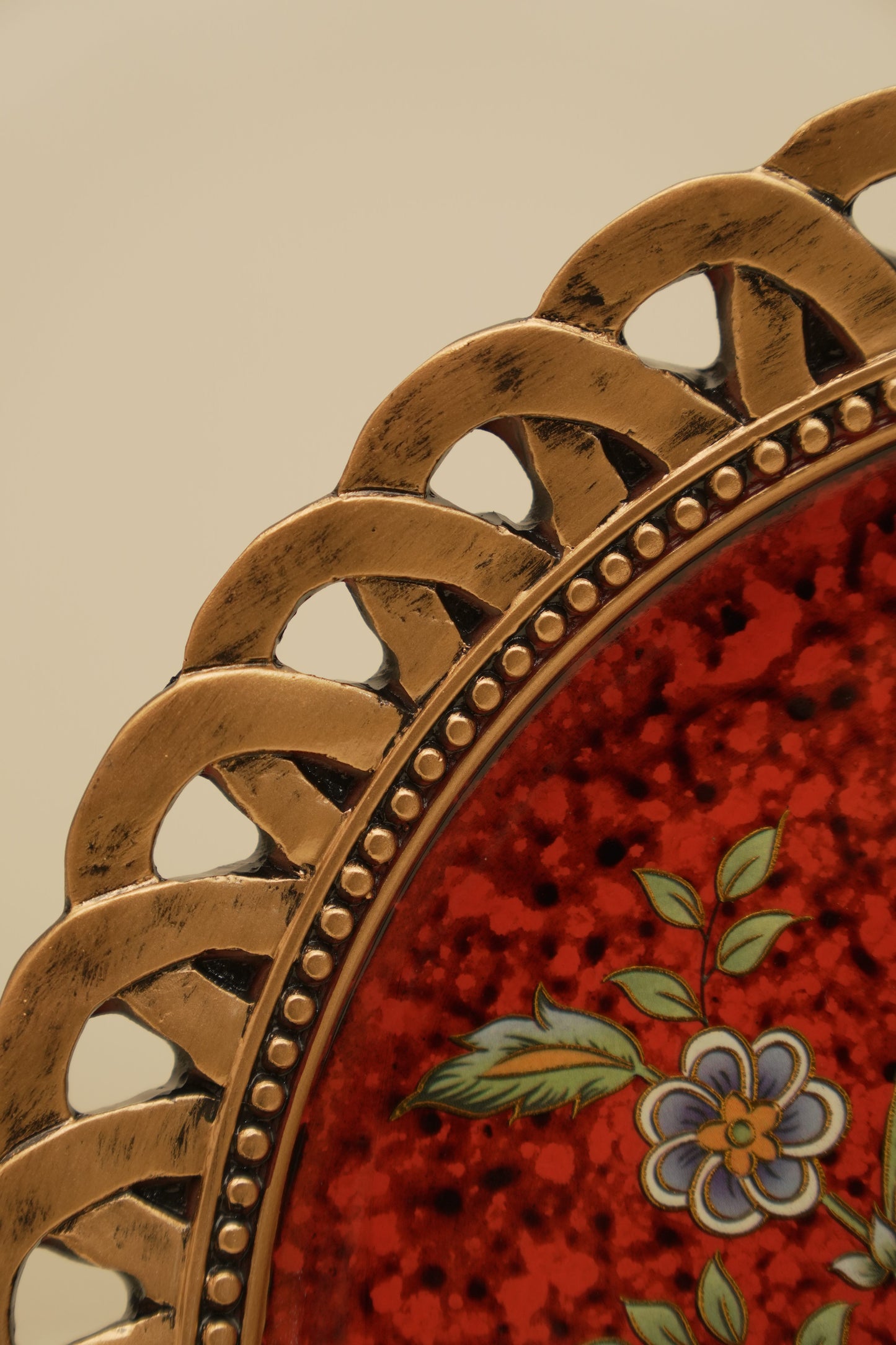 Elegant Red Floral Decorative Wall Plate