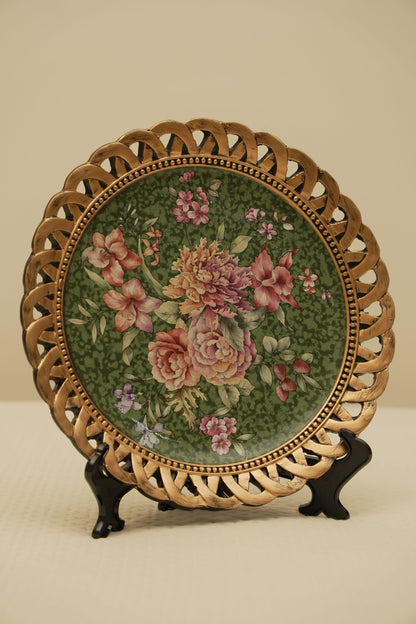 Elegant Green Floral Decorative Wall Plate