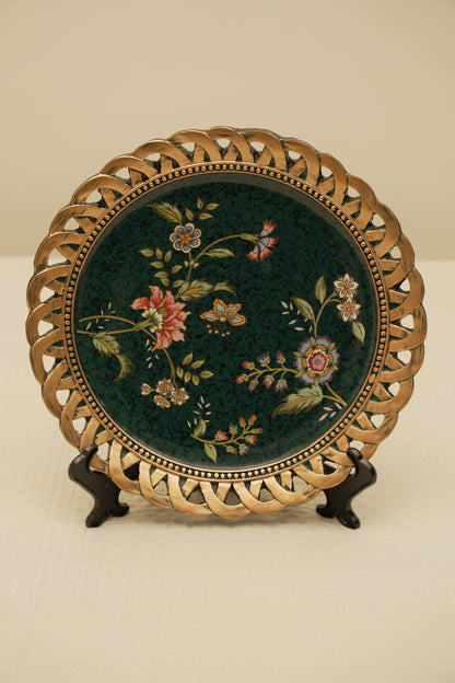 Elegant Forest Green Floral Decorative Wall Plate