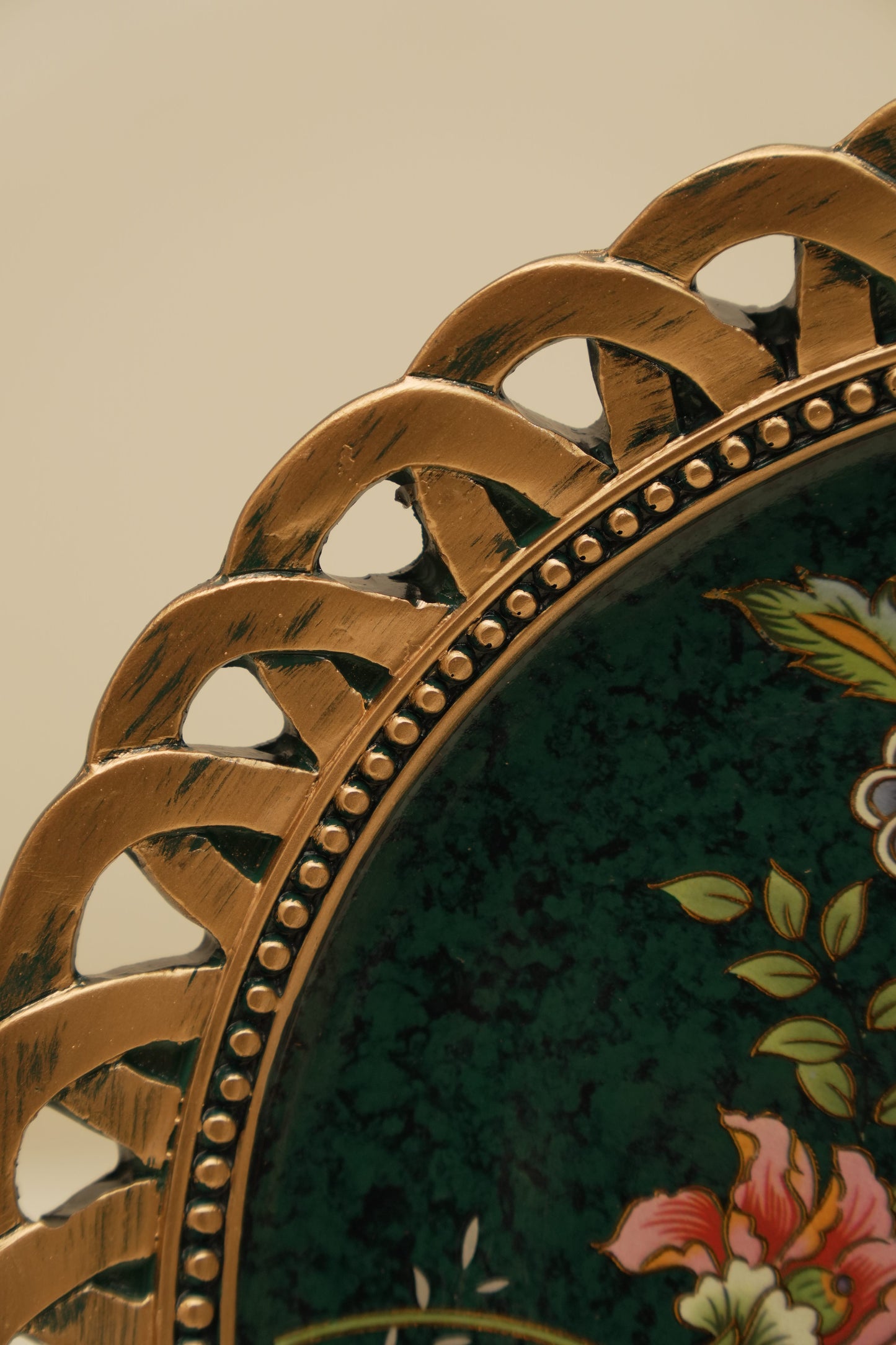 Elegant Forest Green Floral Decorative Wall Plate
