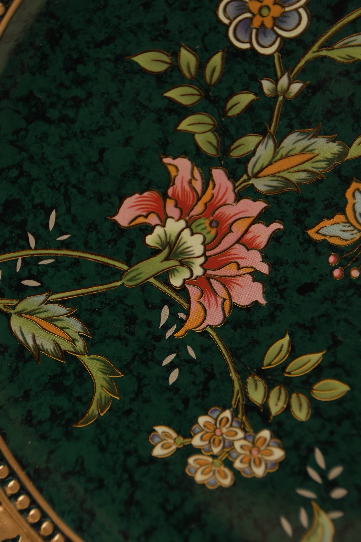 Elegant Forest Green Floral Decorative Wall Plate