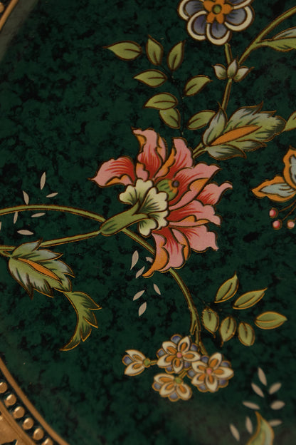 Elegant Forest Green Floral Decorative Wall Plate