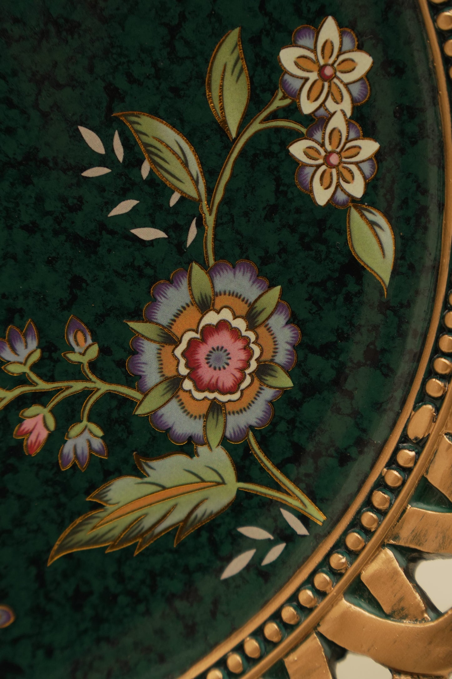 Elegant Forest Green Floral Decorative Wall Plate