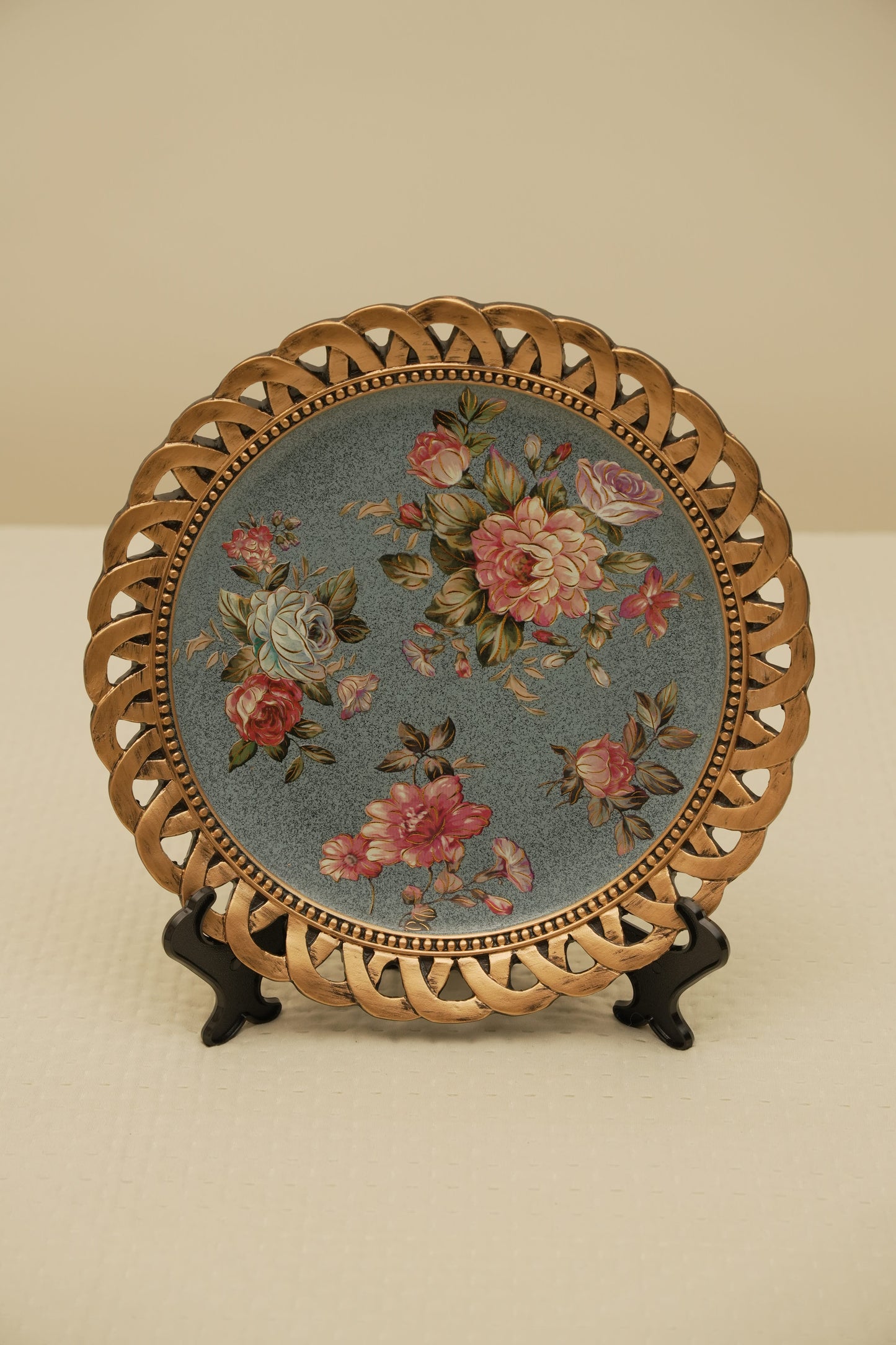 Elegant Blue Floral Decorative Wall Plate