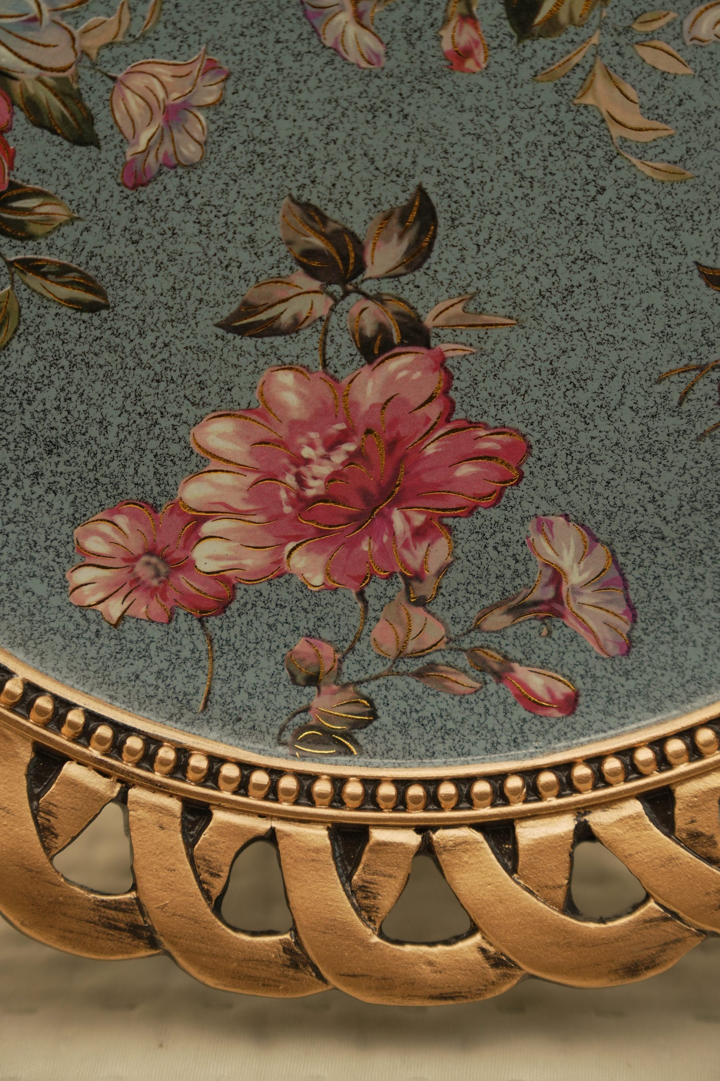 Elegant Blue Floral Decorative Wall Plate
