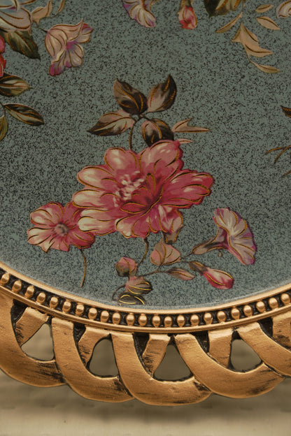 Elegant Blue Floral Decorative Wall Plate