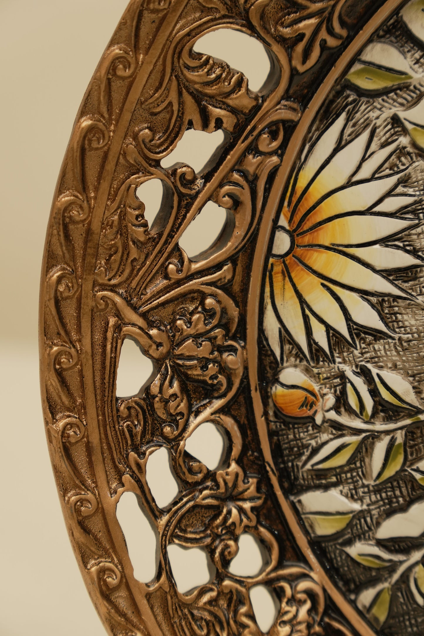 The Noir Bloom – Luxury Golden Floral Wall Plate