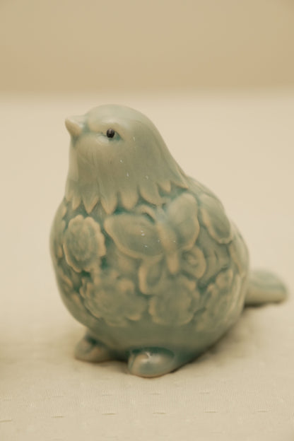 Elegant Mint Green Ceramic Bird Decorative Figurines (Set of 2)