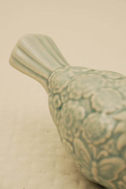 Elegant Mint Green Ceramic Bird Decorative Figurines (Set of 2)