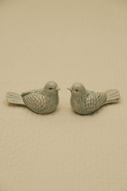 Elegant Sage Green Ceramic Bird Figurines (Set of 2)
