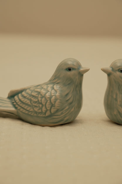 Elegant Sage Green Ceramic Bird Figurines (Set of 2)